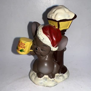 Josef Statuina Topo di Natale Originale "Buon Allie" Cappello di Babbo Natale Corea Vintage - Foto 1 di 7