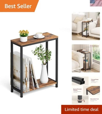 Small Side Table Narrow End Table for Living Room Bedroom 2 Tier Slim Nightstand - Image 1 of 4