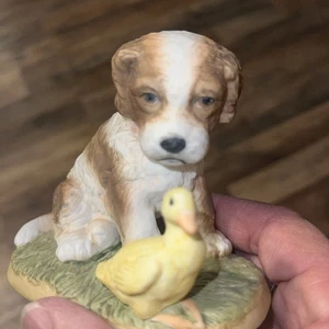 Vintage Cocker Spaniel Welpe Homco mit Ente Figur 3,5x4 Zoll - Bild 1 von 6