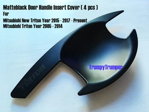 MATTE BLACK DOOR HANDLE INSERT BOWL CUP TRIM MITSUBISHI TRITON L200 2006-2017 15 - Picture 1 of 5