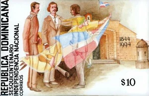 Dominican Republic Stamp Sc#1157 - 1994 - Three men, angel Carry Musket, Flag - Picture 1 of 1