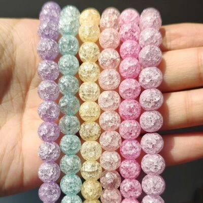 6/8/10mm Bianco Neve Crepato Cristallo Rotondo Sfuso Quarzo Perlina - Immagine 1 di 4