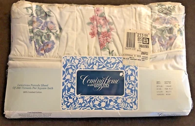 VTG Land’s End Coming Home Twin FLAT Sheet Hampshire Rose 200TC NEW Cutter - Image 1 of 4