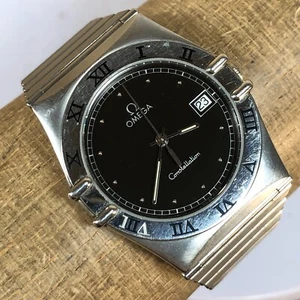 Omega 34mm Midsize Constellation 1448.5/431 Black Dial Date Quartz Watch 6 3/4" - Picture 1 of 14