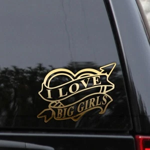 I Love Big Girls Heart & Arrow Funny Vinyl Decal Sticker - Picture 1 of 2