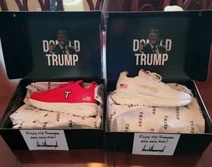 Donald J Trump T Red/White Wave 45 Sneakers Authentic Both NEW M 11 W 12.5 - Picture 1 of 5