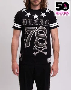 RRP €545 PHILIPP PLEIN T-Shirt Size L HANDMADE LIMITED Rhinestones Short Sleeve - Picture 1 of 9