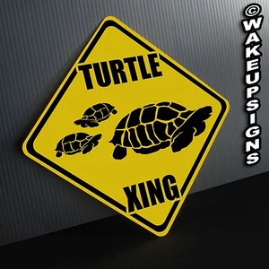 TURTLE CROSSING SIGN ALUMINUM metal collectible funny novelty TORTOISE POND - Picture 1 of 1