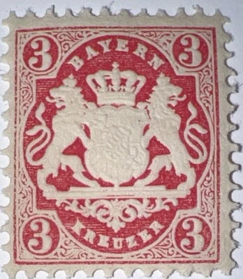 Travelstamps: Germany Bayern Stamps Scott #34 - 3 Kreuzer Mint MNH OG - Image 1 of 4