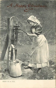 Mujer a mano bomba venta de agua, BUSY AS A BEE, Country Life, Tuck 1217 - Imagen 1 de 2