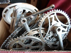Raleigh Bicycle Chainwheels / Sets Chrome Cotter Pin Cranks Collectors/Restorers - Picture 1 of 66