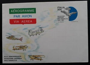 1981 Italy 30th Anniversary of Military Light Aircraft 300L stamped Aerogramme - Bild 1 von 3
