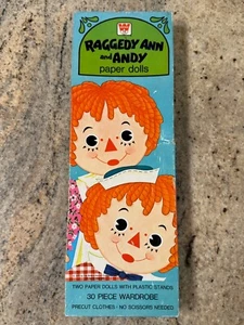Vintage 1975 Whitman Paper Dolls w/ Wardrobe & Stands - Raggedy Ann and Andy - Picture 1 of 8