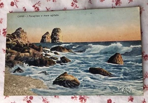 Postal vintage sin usar Capri ~ I Faraglioni e Mare Agitato ~ Hecha en Italia - Imagen 1 de 5