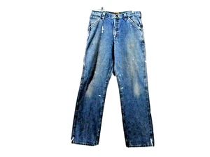 Salopette Lee Carpenter Jeans Uomo Taglia 34x34 Blu Denim Alcune Macchie di Vernice - Foto 1 di 7