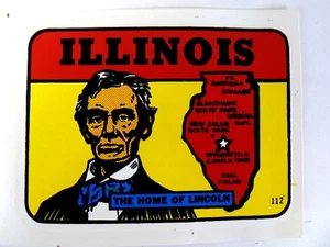 Calcomanía de agua vintage mapa de Illinois The Home of Lincoln - Imagen 1 de 2
