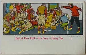 FUSSBALL POSTKARTE~TRAINER SCHREIT TEAM AM ENDE DER ERSTEN HALBZEIT AN~KEINE PUNKTZAHL~Farblitho - Bild 1 von 2