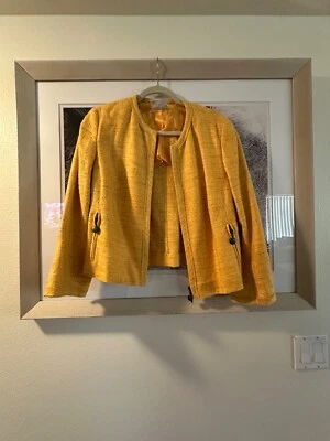 Akris Punto silk linen yellow classic jacket Large $55 - Image 1 of 4