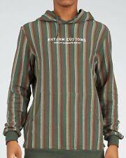 RHYTHM Men's Pullover Yarn Knit Hoodie UPTOWN STRIPE HOOD - Olive - Large - NWT