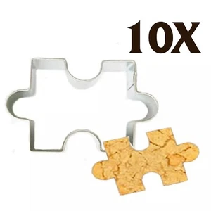 10X Tagliabiscotti a Forma di Puzzle in Acciaio Inox Decorazione Torte Strumento Fondente - Foto 1 di 6