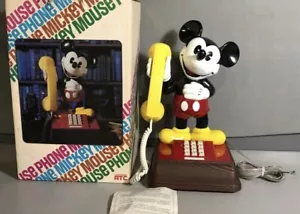 Vintage 1976 Mickey Mouse Push Button Telephone Walt Disney Complete Box Phone - Picture 1 of 12