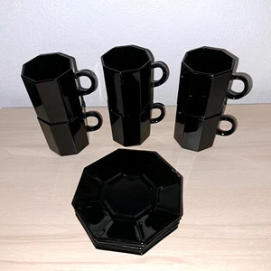 *ARCOROC/ARCOPAL*6 x Kaffeetassen und Untertassen*Espressotassen*schwarz*TOP* - Bild 1 von 3