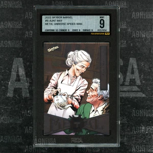 2022 SKYBOX MARVEL METAL UNIVERSE SPIDER-MAN #6 TÍA MAY PSGA 9 COMO NUEVO - Imagen 1 de 3