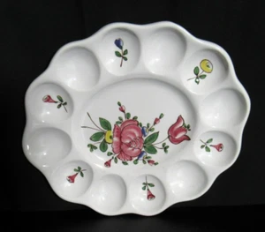Deviled Eierteller Schale Horchow Italien Vintage Floral 9,75" x 8,5" Oval Keramik - Bild 1 von 4