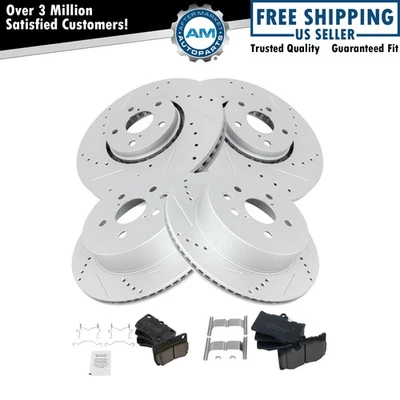 Pastilla de freno delantera trasera Posi cerámica rendimiento rotor ranurado perforado Foto 1 de 4