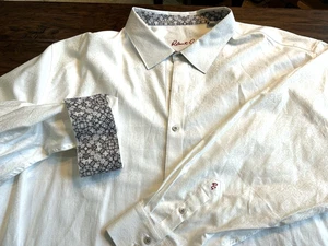 Robert Graham White Button Down Jacquard W/ Patterned Cuffs Men's 5XL - Picture 1 of 9