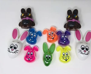 Sun Hill 10 Bunny Rabbit Fill & Hang Blow Mold Plastic Easter Eggs Vintage - Picture 1 of 18