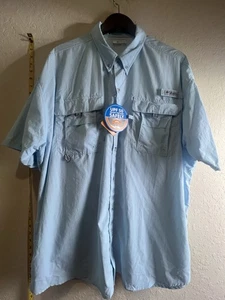 New Columbia Bahama Shirt Nylon Mens 2XL Blue Vented Short Sleeve Fishing UPF 50 - Picture 1 of 13