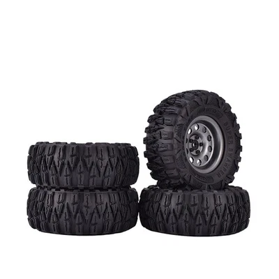 4STÜCKE 2.2"Gummireifen Titangrau Metallfelge für 1:10 Axial SCX10 TRX-4 RC Auto - Bild 1 von 4