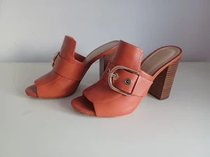 Michael Kors Cooper Damen-Sandalen Pantolette Absatz Schnalle Leder Gepäck hellbraun UK4/7M - Bild 1 von 24