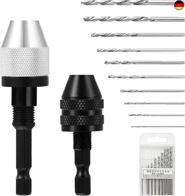 2 Stück Bohrfutter mit 10 x 0.8-3.0mm Bohrerset,1/4 Zoll Sechskantschaft Bohrer  - Bild 1 von 4