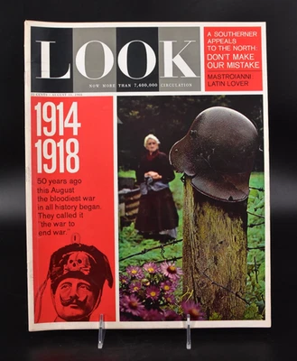 Vintage Look Magazine August 11 1964: World War 1914-18, Marcelo Mastroianni Foto 1 de 4