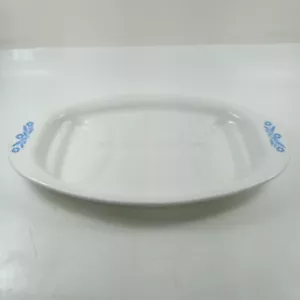 Corning 1960 vintage white plate-blue cornflower platter 16.5" X 10.5" - Picture 1 of 7