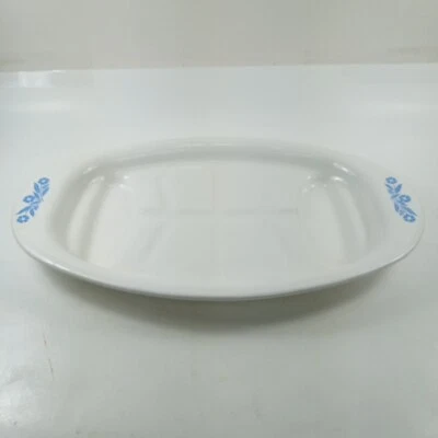 Corning 1960 винтажная белая тарелка синий васильк блюдо 16,5 «X 10,5» - Изображение 1 из 4