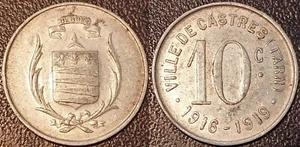 Monnaie de nécessité - Castres, Tarn (81) - 10 centimes 1916 ! El Mon# 10.2 - Foto 1 di 1