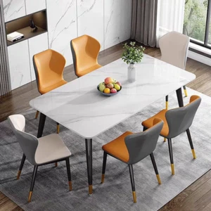Upgrade Rectangular Marble Dining Room Tables 4-6 Seater Restaurant Dining Room - Picture 1 of 18