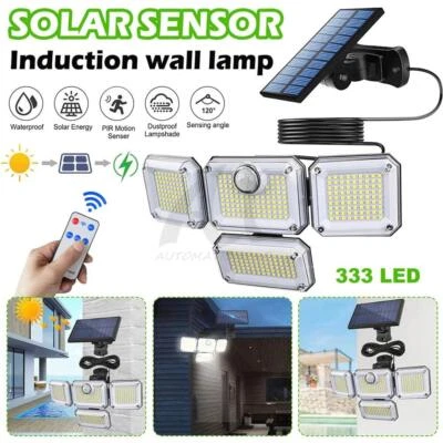 AUTOMATIONPRO 333 LED Solar Lights Outdoor 3000LM Waterproof Motion Sensor Security Wall Lamp