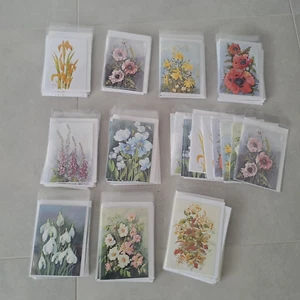 Job lot blank greetings cards 100 fine art 9 floral designs - Picture 1 of 7