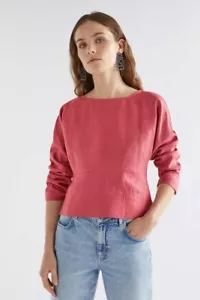 $169 NEW Sz 20 Plus Size ELK 100% FRENCH LINEN TAYE TOP DESERT ROSE DEEP PINK - Picture 1 of 17