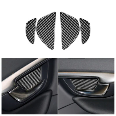 4pcs Car Door Bowl Cover Trim Carbon Fiber Interior For Volvo V60/S60 2010-2018 - Imagem 1 de 4