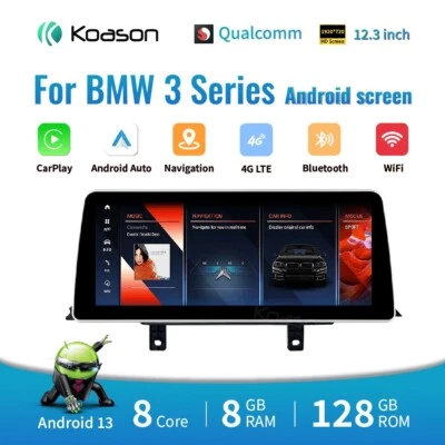 12.3in BMW 3/4 Series F30 F31 8+128GB Android Screen Radio Carplay Upgrade NBT - Image 1 of 4