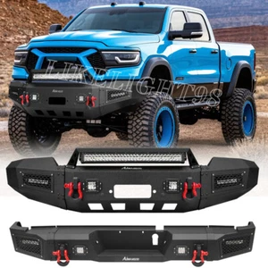For 2019-2024 Dodge Ram 2500/3500 Front+Rear Bumper Black w/Winch Plate&Lights - Picture 1 of 20