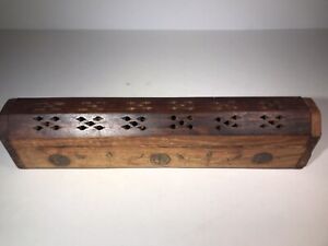 Wooden Carved 12" Incense Burner Box With Stands Hand Made in India