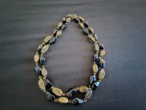 Vintage High Quality Black BRONZE Filigree Gold Tone 26” Necklace AVENUE - Picture 1 of 4