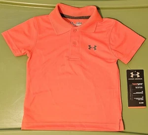 Size 12 Months Polo Short-Sleeve Shirt Under Armour Heat Gear Orange Summer New - Picture 1 of 3