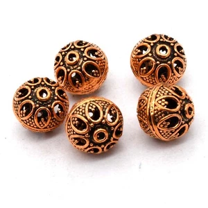8 PCS 12MM  BALI FILIGREE BEAD ANTIQUE COPPER 38 FUL-209 - Picture 1 of 5